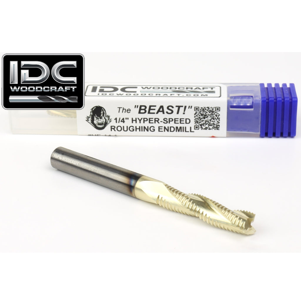 IDC WOODCRAFT - The "BEAST" 1/4 Hyper-Speed Roughing CNC Router Bit, 1/4 Shank image 1