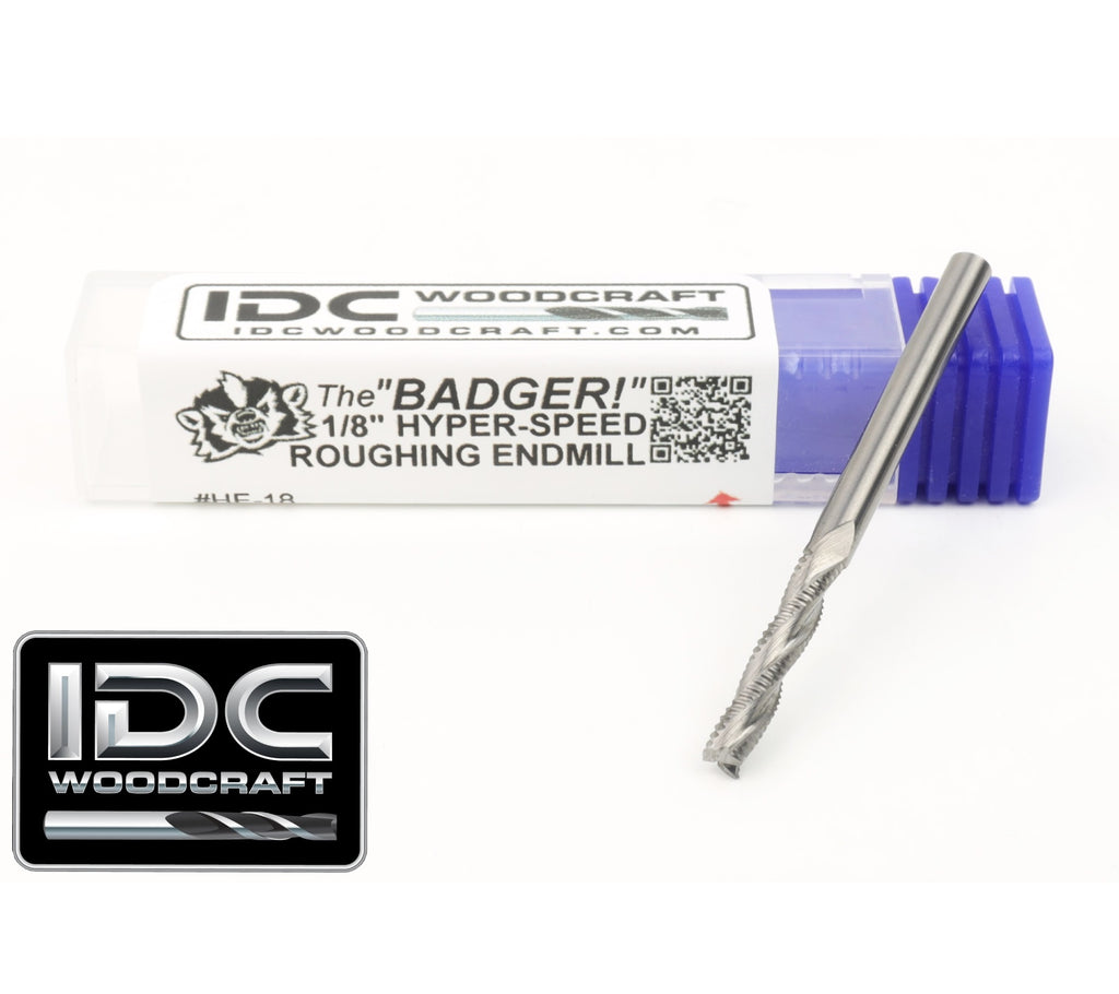 IDC WOODCRAFT - The "BADGER" 1/8 High-Speed Roughing CNC Router Bit, 1/8 Shank image 1