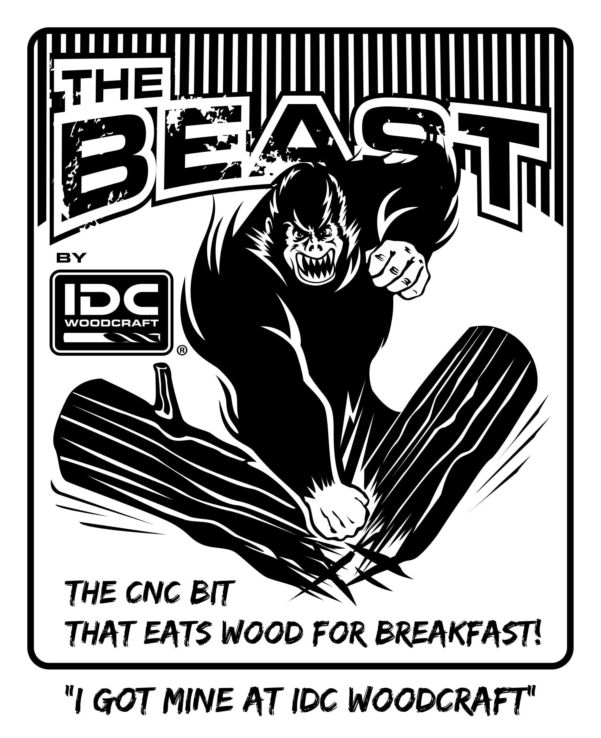 IDC WOODCRAFT - The "BEAST" 1/4 Hyper-Speed Roughing CNC Router Bit, 1/4 Shank image 3
