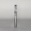 1/4" carbide 2 flute down-cut spiral bit for CNC routers, showcasing a polished metal finish and spiral flute design, ideal for precision cutting in various materials.